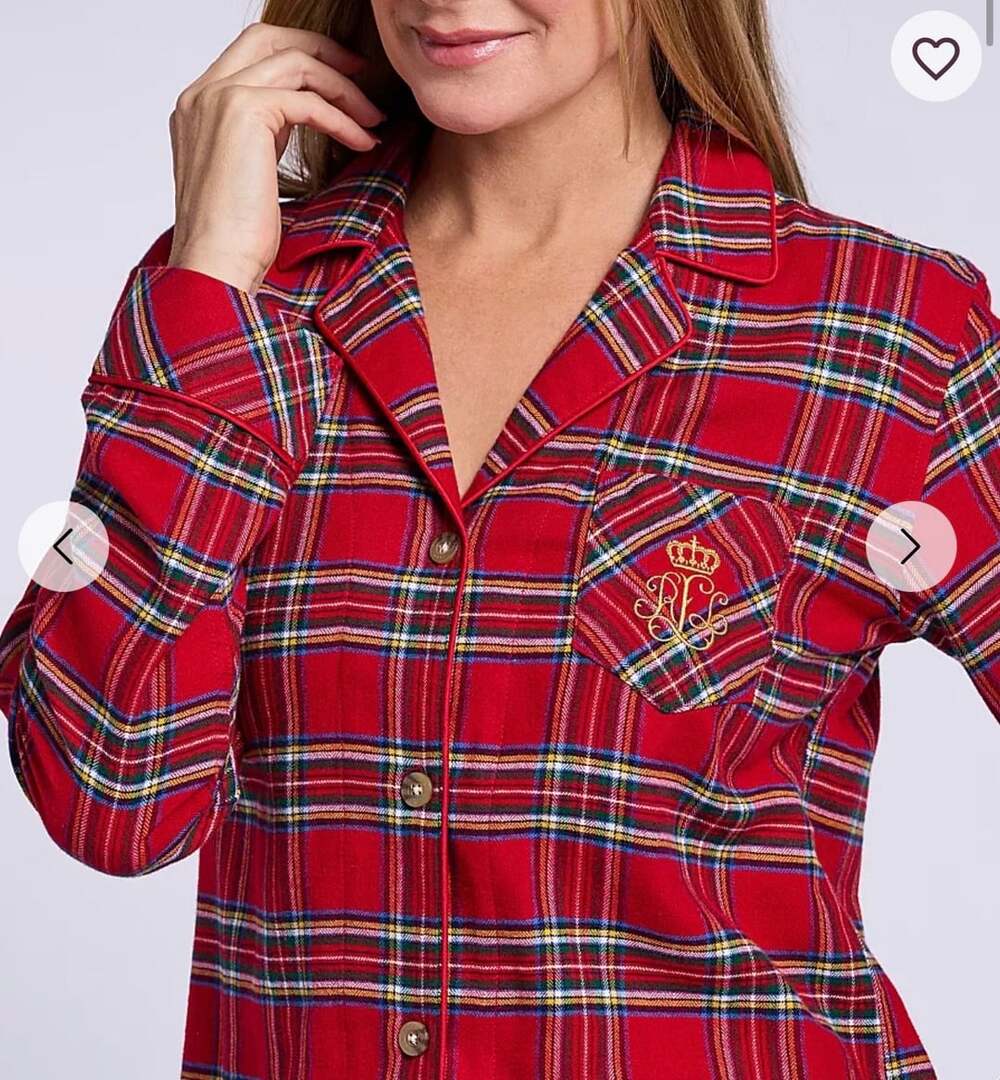 Ralph Lauren Red Tartan Plaid Button Front Shirt Pajama Top Size S new TOP ONLY